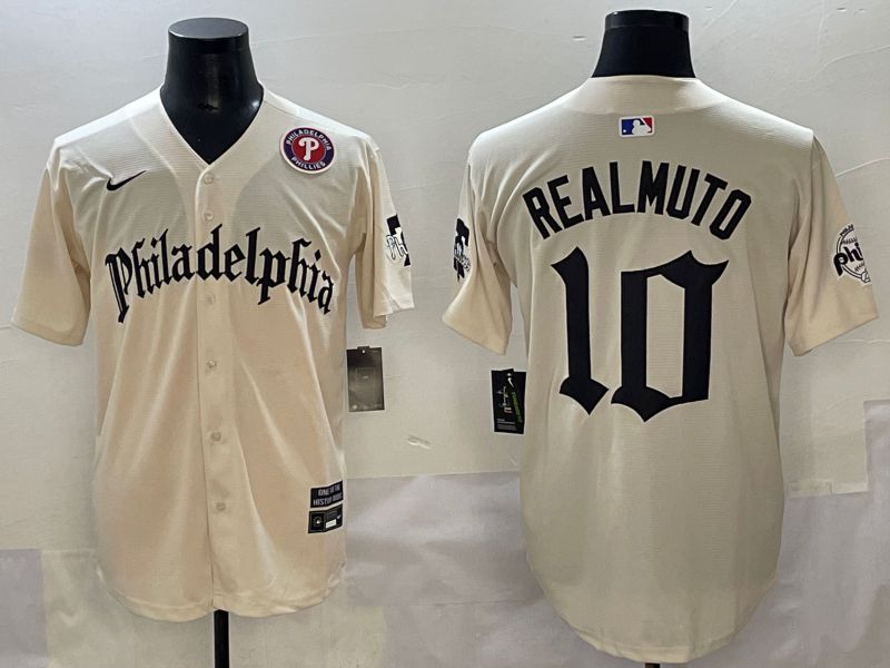 Men 2025 Philadelphia Phillies #10 Realmuto Cream Five generations Joint Name Nike MLB Jersey style 6->philadelphia phillies->MLB Jersey